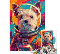 Puzzle de 1000 pièces pour Adolescents thème Astronaute et Terrier Jeu de réflexion pour Adultes Anti-Stress Cadeau d'anniversaire Original (50x75cm)