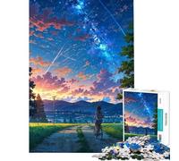 Puzzle de 1000 pièces pour Adolescents Thème : Balade à vélo dans Le Ciel Nocturne Anime Idéal pour Un Anniversaire ou Noël Décoration Parfaite Jeu Manuel à partir de 14 Ans 38x52cm