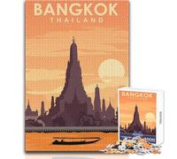 Puzzle de 1000 pièces pour Adolescents,thème Bangkok,Thaïlande,Casse-tête et Jeux de société en Famille,découpe de précision,idées Cadeaux,Dimensions : 38x26cm