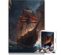 Puzzle de 1000 pièces pour Adolescents, thème Bateau Pirate, Jeu Pratique et Anti-Stress, Dimensions : 50x75cm Idéal comme Cadeau pour Femmes