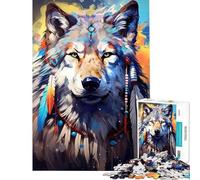 Puzzle de 1000 pièces pour Adolescents thème bohème et Spirituel Loup défi à relever améliore la mémoire Jouet à Monter soi-même pour Les 14 Ans et Plus (38x52cm)