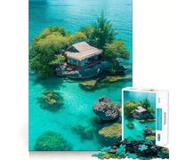 Puzzle de 1000 pièces pour Adolescents, thème Bungalow sur Une île Tropicale, découpe Fine, Exercice de Concentration, Jeu Amusant et Calme, Cadeau de Noël (38x52cm)