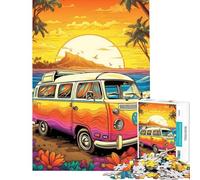 Puzzle de 1000 pièces pour Adolescents thème Bus VW rétro Voyage à la Plage idéal pour Un Anniversaire Noël activités familiales et Jeux Amusants à partir de 14 Ans (38x26cm)