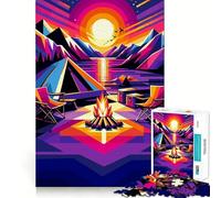 Puzzle de 1000 pièces pour Adolescents,thème Camping Coucher de Soleil,Pop Art,Ajustement Parfait,Jeu de Concentration,Divertissement,Loisirs,Art Mural de Noël (38x52cm)