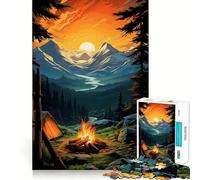 Puzzle de 1000 pièces pour Adolescents,thème Camping en forêt de pins,Jeu d'assemblage précis,défi Mental,Moment de détente et de Divertissement,scène de Noël (50x75cm)