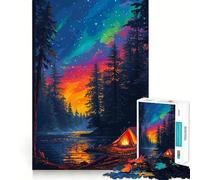 Puzzle de 1000 pièces pour Adolescents,thème Camping et lac,Art pixelisé,découpe Fine,entraînement à la Concentration,Jeu Amusant et Calme,Cadeau de Noël (50x75cm)
