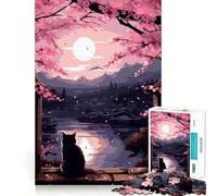 Puzzle de 1000 pièces pour Adolescents,thème Chat,Art Pixel Japonais Zen,découpe Nette,Jeu cognitif,Cadeau pour des Moments de Calme,décoration de Noël (38x52cm)