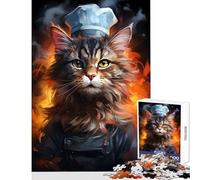 Puzzle de 1000 pièces pour Adolescents thème Chat Chef Cuisinier Peinture et Loisirs créatifs pour Un Anniversaire ou Un Jeu éducatif Convient pour décorer Un Bureau Dimensions 38x52cm