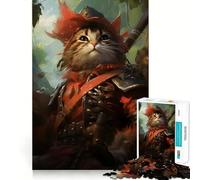 Puzzle de 1000 pièces pour Adolescents,thème Chat et Guerrier médiéval,pièces à emboîter,Jeu de logique Amusant et Silencieux,idéal pour Un Anniversaire ou Une activité Artistique (38x52cm)