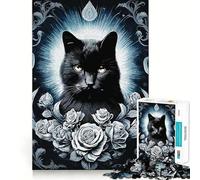 Puzzle de 1000 pièces pour Adolescents,thème Chat Gothique et Rockabilly,découpe Nette,Jeu cognitif,Cadeau pour des Moments de Calme,décoration de Noël (38x26cm)