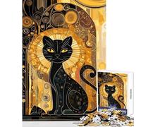 Puzzle de 1000 pièces pour Adolescents thème Chat Noir Style Gustav décoration intérieure Jouet idée Cadeau Jeu de détente liste de souhaits avec Le Père Noël Dimensions 50x75cm
