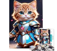 Puzzle de 1000 pièces pour Adolescents thème Chat samouraï Jeu de Puzzle Animalier Stimulant idéal pour Les Couples Cadeau d'anniversaire (Taille 38x52cm)