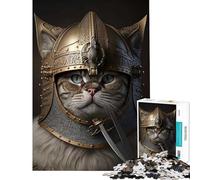 Puzzle de 1000 pièces pour Adolescents thème Chat Viking Jeu éducatif Jeu Impossible découpe de précision Cadeau de Père Noël Secret (Taille 75x50cm)