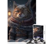 Puzzle de 1000 pièces pour Adolescents Thème Chat Viking Vintage Décoration intérieure Jouet pour se détendre et relever Un défi éducatif Dimensions 38x26cm