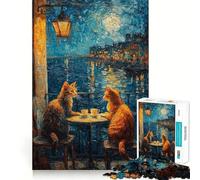 Puzzle de 1000 pièces pour Adolescents,thème Chats,café et Rendez-Vous,sans Couture,Art,Concentration mentale,Jeu,Temps de Repos,Divertissement,Cadeau de Noël (38x26cm)