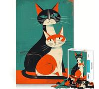 Puzzle de 1000 pièces pour Adolescents,thème « Chats en conflit »,Toile aux Bords Nets,Jeu de Concentration mentale,Jeu Lent et Amusant,Cadeau d'anniversaire idéal (38x26cm)