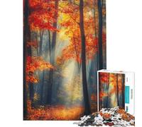 Puzzle de 1000 pièces pour Adolescents thème Chemin forestier d'automne Puzzle pour Adultes Jeux de détente décoration Parfaite Cadeau Unique pour Un Anniversaire ou Noël (Taille 38x52cm)