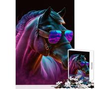 Puzzle de 1000 pièces pour Adolescents Thème Cheval et Nuits Néon Jeu éducatif Idéal comme Cadeau pour Un Anniversaire ou Noël Dimensions 50x75cm
