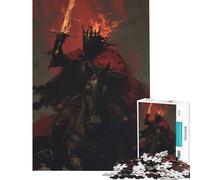 Puzzle de 1000 pièces pour Adolescents thème Chevalier Noir à Cheval et épée Jeu éducatif Impossible à réaliser découpe de précision Cadeau de Père Noël Secret (Taille 75x50cm)