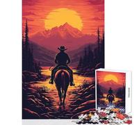 Puzzle de 1000 pièces pour Adolescents Thème Chevauchée de Cowboys au Coucher du Soleil Jeu éducatif Idée Cadeau Renforce Les Liens d'amitié Dimensions 38x26cm