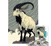 Puzzle de 1000 pièces pour adolescents thème chèvre style Ukiyo-e Japon et Chine Activités ludiques à la maison cadeau d'anniversaire jeu éducatif pour les 14 ans et plus Jeu de puzzle proposé 38x52cm