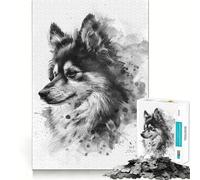 Puzzle de 1000 pièces pour Adolescents,thème Chien Esquimau Américain,Jeu de Stimulation Cognitive,sans Espace,Format Compact,idéal pour des Moments de Jeu en Famille (50x75cm)