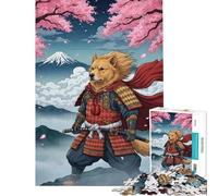 Puzzle de 1000 pièces pour Adolescents thème Chien samouraï et Mont Fuji Stimule Le Cerveau Anti-Stress et Casse-tête À partir de 14 Ans (50x75cm)
