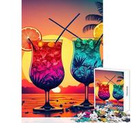 Puzzle de 1000 pièces pour Adolescents thème Cocktail néon décoration intérieure Jouet activité Artistique Cadeau Jeu Amusant pour développer sa motricité Fine et Son Cerveau Dimensions 38x26cm