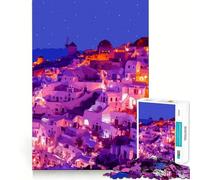 Puzzle de 1000 pièces pour Adolescents thème Coucher de Soleil à Santorin Grèce pièces à emboîtement précis Jeu de logique Amusant et Silencieux idéal pour Un Anniversaire ou Une activité Artistique