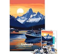 Puzzle de 1000 pièces pour Adolescents thème Coucher de Soleil à Ushuaia Argentine Jeu éducatif et Stimulant pour Femmes (75x50cm)