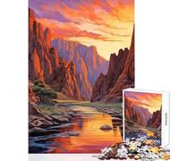 Puzzle de 1000 pièces pour Adolescents thème Coucher de Soleil dans Le Canyon Noir Décoration Murale sans Jouet pour Femmes et Hommes Jeu Relaxant et décompressant Dimensions 38x26cm