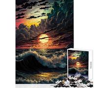 Puzzle de 1000 pièces pour Adolescents thème Coucher de Soleil sur l'océan Jeu Anti-Stress Cadeau d'anniversaire Casse-tête Amusant à Faire à la Maison Dimensions 38x52cm