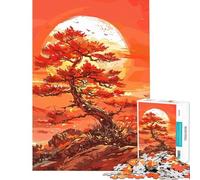 Puzzle de 1000 pièces pour Adolescents thème Coucher de Soleil sur Un Arbre Rouge défi éducatif Passe-Temps idéal pour Les Vacances à la Maison décoration Jouet pour Les 14 Ans et Plus (38x26cm)
