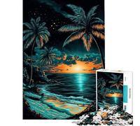 Puzzle de 1000 pièces pour Adolescents thème Coucher de Soleil Tropical sur la Plage à gratter au Crayon pour Adultes Jeu de réflexion Assemblage de Motifs Exercice cérébral (Taille 50x75cm)