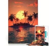 Puzzle de 1000 pièces pour Adolescents, thème Coucher de Soleil Tropical sur Une île, découpe précise, Art, Concentration, Jeu Amusant, détente, Cadeau d'anniversaire (38x26cm)