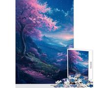 Puzzle de 1000 pièces pour Adolescents thème Crépuscule de cerisiers en Fleurs à Monter soi-même Jeu éducatif idéal comme Cadeau d'anniversaire ou pour décorer Un Bureau Dimensions 38x52cm