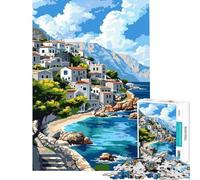 Puzzle de 1000 pièces pour Adolescents thème Crète Grèce Pixel Art Jeu Manuel éducatif et ludique Cadeau pour Femmes et Hommes décoration intérieure (Taille 50x75cm)