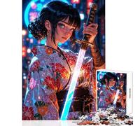 Puzzle de 1000 pièces pour Adolescents thème Cyber Samurai Girl Jeu Amusant Assemblage de Motifs Jouet à Monter soi-même Collection d'artistes Beaux-Arts (50x75cm)