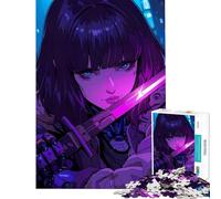 Puzzle de 1000 pièces pour Adolescents thème Cyberpunk Fille Anime avec épée décoration intérieure Jouet d'analyse et de logique Cadeau d'anniversaire Original (38x26cm)
