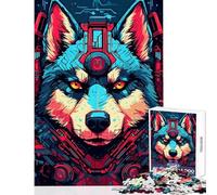 Puzzle de 1000 pièces pour Adolescents Thème Cyberpunk Husky sibérien Jeu éducatif Décoration Murale Renforce l'amour au Sein du Couple (38x52cm)