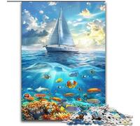 Puzzle de 1000 pièces pour Adolescents, thème de Bateau naviguant sur l'océan. Chaque pièce est Unique. Jeu Familial Stimulant (26x38cm).