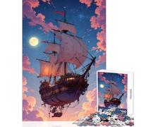 Puzzle de 1000 pièces pour Adolescents Thème dirigeable Fantastique et Paysage Lunaire Jeu éducatif Idée Cadeau pour Un Père Noël Secret Jeu de Manipulation Renforce l'amour Entre Couples 38x26cm