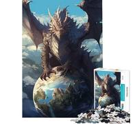Puzzle de 1000 pièces pour Adolescents thème Dragon du Monde Jeu Relaxant et éducatif Cadeau d'anniversaire Stimulant la mémoire (38x26cm)