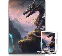 Puzzle de 1000 pièces pour Adolescents, thème Dragon et château, Jeu intellectuel, idéal pour se détendre à la Maison ou comme Cadeau de Noël Secret Dimensions : 38x26cm