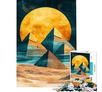 Puzzle de 1000 pièces pour Adolescents thème Fantastique Pyramides dorées Aura du désert Puzzle pour Adultes Jeux relaxants décoration Murale Aide à stimuler Le Cerveau (Taille 38x26cm)