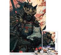 Puzzle de 1000 pièces pour Adolescents thème félin et Seigneur samouraï Jeu Familial idéal pour Les Couples Jouet à Monter soi-même Cadeau pour Les Amis et la Famille (38x52cm)