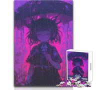 Puzzle de 1000 pièces pour Adolescents - Thème : Fille d'anime dans Un cimetière sous la Pluie - Idéal pour des soirées Jeux en Famille - Idée Cadeau - Dimensions : 50x75cm