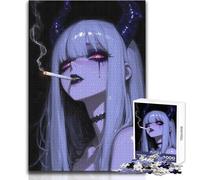 Puzzle de 1000 pièces pour Adolescents - Thème : Fille diabolique fumant Une Cigarette - Jeu intellectuel pour Toute la Famille - Idée Cadeau d'anniversaire - Dimensions : 38x52cm