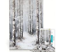 Puzzle de 1000 pièces pour Adolescents thème forêt d'hiver enneigée Jouet éducatif pour améliorer la mémoire avec Poster et fiche de Questions-réponses Assortis 50x75cm