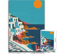 Puzzle de 1000 pièces pour Adolescents, thème Grèce, Mykonos, Un Jeu de Voyage Unique et Stimulant pour Toute la Famille, idéal comme Cadeau d'anniversaire Dimensions 38x26cm